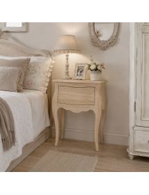Comodino classico sagomato 1 cassetto legno grezzo  50x30x60