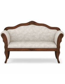 DIVANETTO IMBOTTITO IN LEGNO CON FREGI 148X58X93