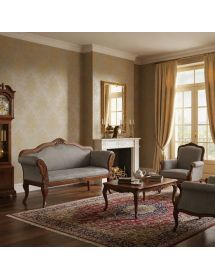 DIVANETTO IMBOTTITO IN LEGNO CON FREGI 148X58X93