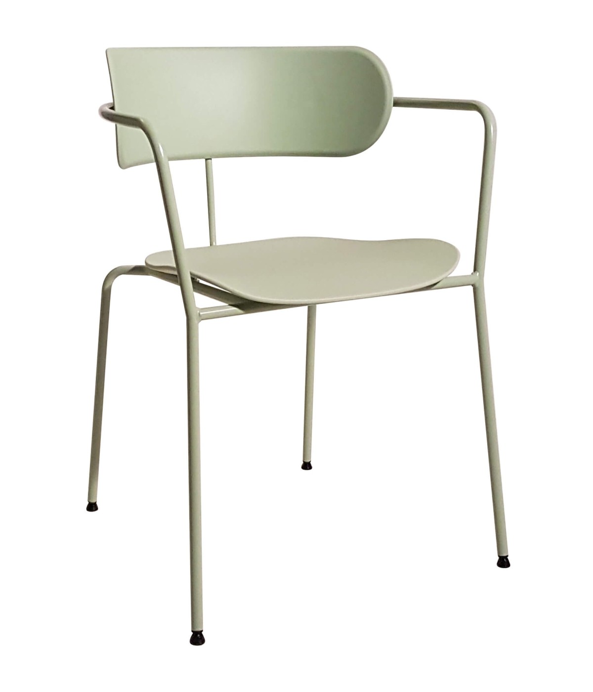 MOBILI 2G - SET 4 POLTRONE IN METALLO VERDE CON FONDINO E SCHIENALE POLIPROPILENE VERDE