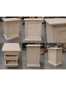 Comodino classico 3 cassetti legno massello abete grezzo 55x39x64 (3359)