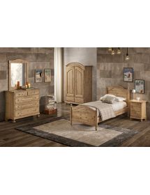Comodino classico 3 cassetti legno massello abete grezzo 50x38x65 (307)