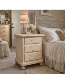 Comodino classico 3 cassetti legno massello abete grezzo 50x38x65 (307)