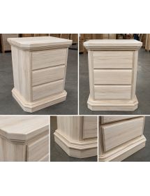 Comodino classico 3 cassetti legno grezzo 60x38x71 (418)