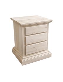 Comodino classico 3 cassetti legno grezzo 51x40x64 (727)
