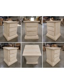 Comodino classico 3 cassetti legno grezzo 51x40x64 (727)