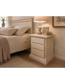 Comodino classico 3 cassetti legno grezzo 51x40x64 (727)