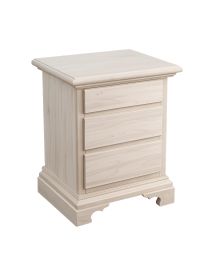 Comodino classico 3 cassetti legno grezzo 50x38x65 (467)