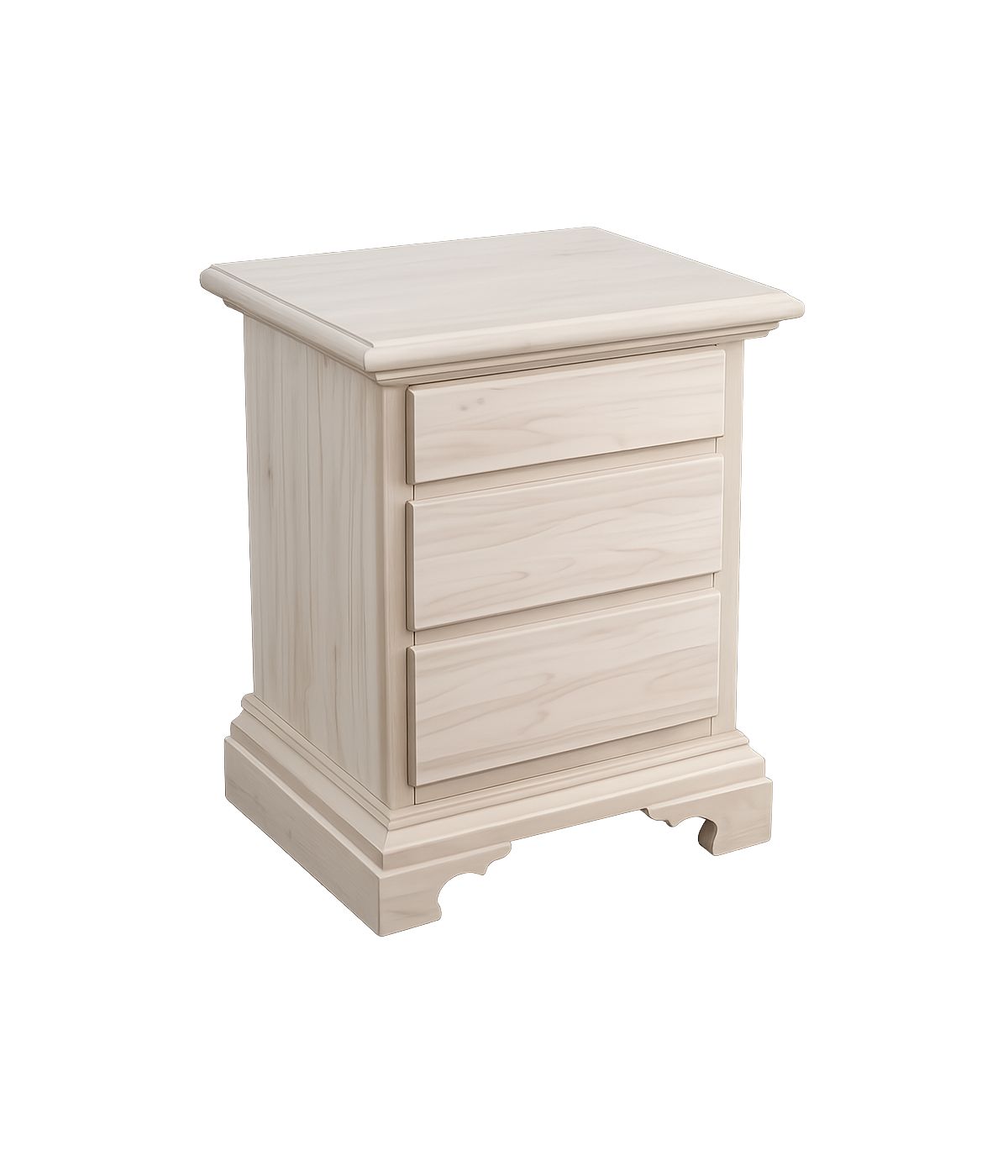 Comodino classico 3 cassetti legno grezzo 50x38x65 (467)
