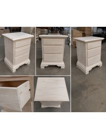 Comodino classico 3 cassetti legno grezzo 50x38x65 (467)