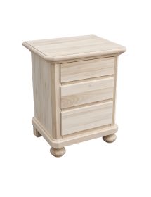 Comodino classico 3 cassetti legno grezzo 50x38x66 (453)