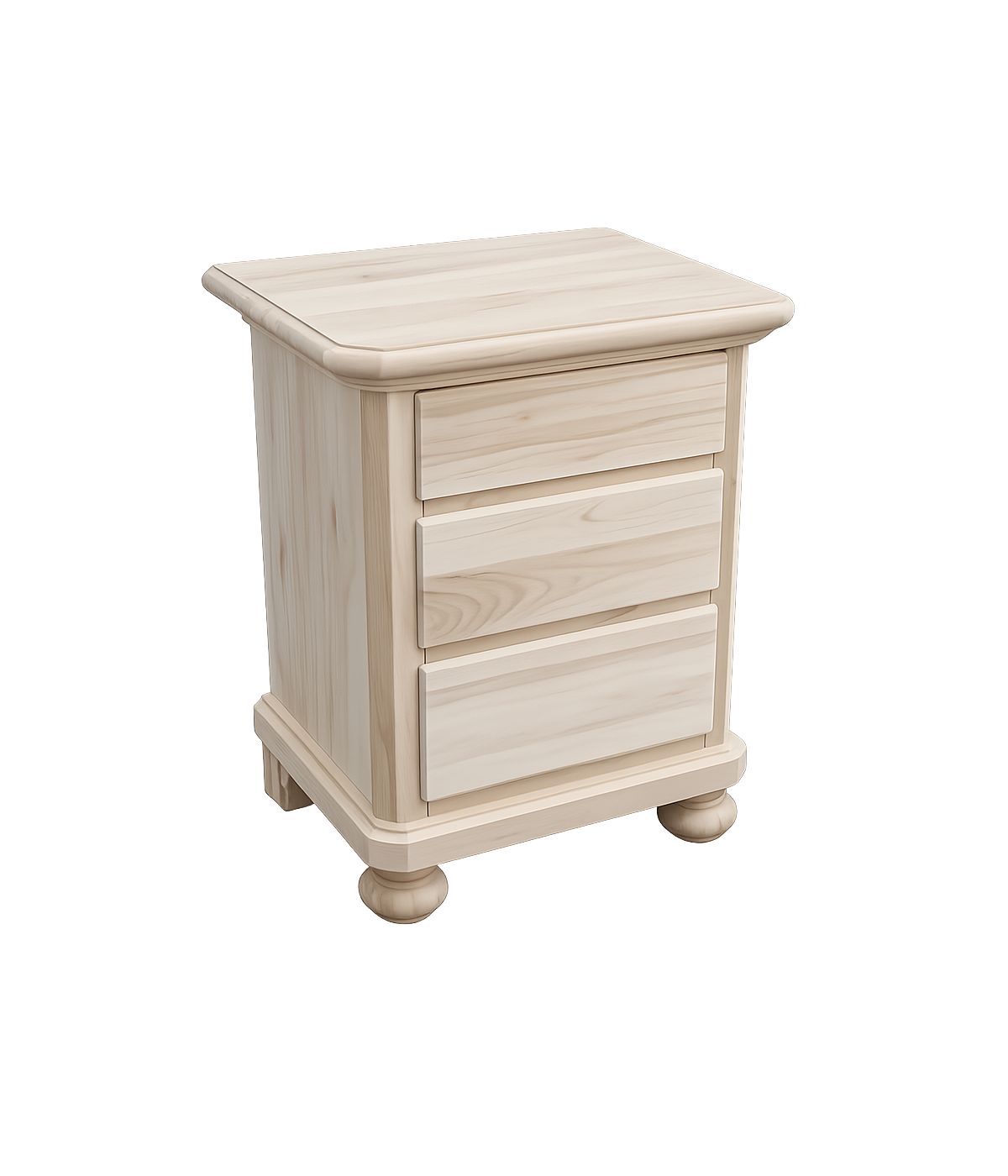 Comodino classico 3 cassetti legno grezzo 50x38x66 (453)