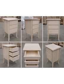 Comodino classico 3 cassetti legno grezzo 45x34x71 (3022)
