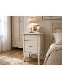 Comodino classico 3 cassetti legno grezzo 45x34x71 (3022)