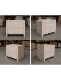 Comodino classico 2 cassetti legno massello abete grezzo 55x40x45 (3318)