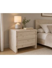 Comodino classico 2 cassetti legno massello abete grezzo 55x40x45 (3318)