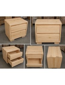 Comodino 2 cassetti legno massello grezzo 55x38x46 (3214)