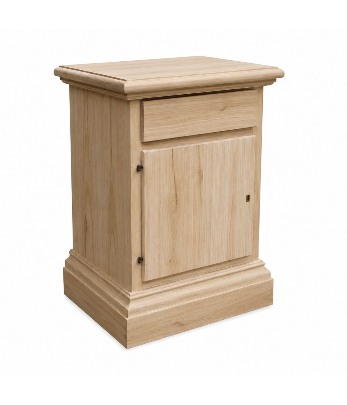 Comodino classico 1 cassetto 1 porta legno grezzo 50x38x65 (463)