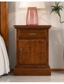 Comodino classico 1 cassetto 1 porta legno grezzo 50x38x65 (463)