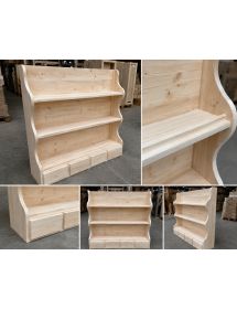 Piattaia 4 cassetti con ripiani classica legno grezzo L.121 P.24 H.102 (517)