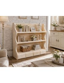 Piattaia 4 cassetti con ripiani classica legno grezzo L.121 P.24 H.102 (517)