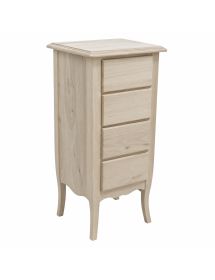 Cassettiera classica 4 cassetti legno grezzo 38x25x86 (3035)