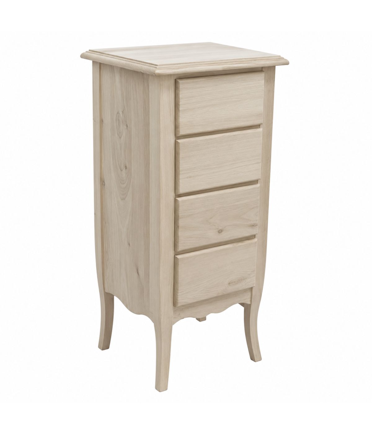Cassettiera classica 4 cassetti legno grezzo 38x25x86 (3035)