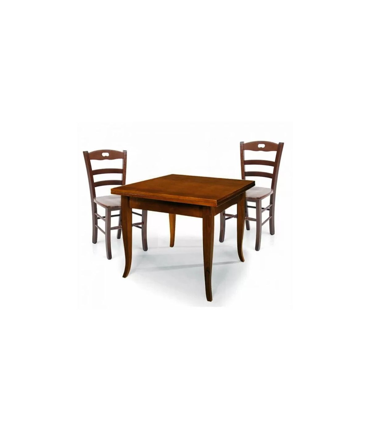 Set tavolo quadrato 80x80 90x90 100x100 allungabile con 4/6 sedie seduta legno