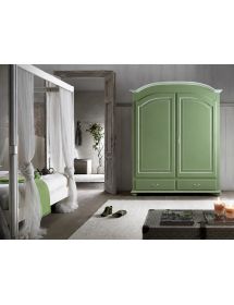 ARMADIO 2 ANTE SHABBY LEGNO VERDE FILO BIANCO 181x61x224