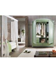 ARMADIO 2 ANTE SHABBY LEGNO VERDE FILO BIANCO 181x61x224