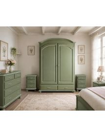ARMADIO 2 ANTE SHABBY LEGNO VERDE FILO BIANCO 181x61x224