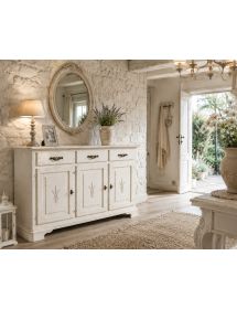 Madia Credenza shabby chic 3 ante in legno arte povera 163x49x98
