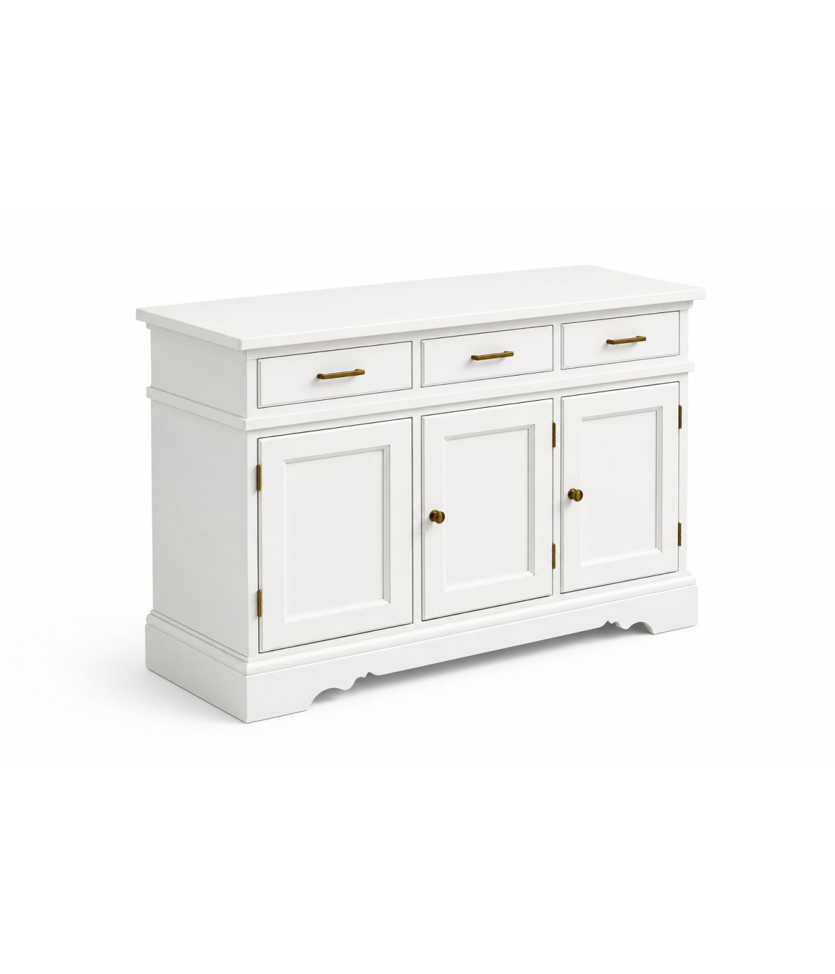 Credenza madia 3 porte legno shabby bianco Patinato 155x52x94