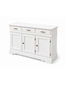 Credenza madia 3 porte legno shabby bianco 155x52x94
