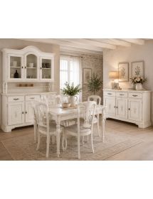CRISTALLIERA 3 PORTE CLASSICA SAGOMATA SPIGA LEGNO SHABBY BIANCO 163X49X228
