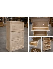 SCARPIERA CLASSICA IN LEGNO 3 RIBALTE GREZZO L.80 P.30 H.130 (1219)
