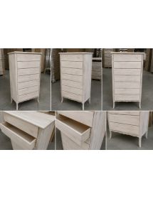 CASSETTIERA 7 CASSETTI IN LEGNO GREZZA L.85 P.47 H.139 (3031)