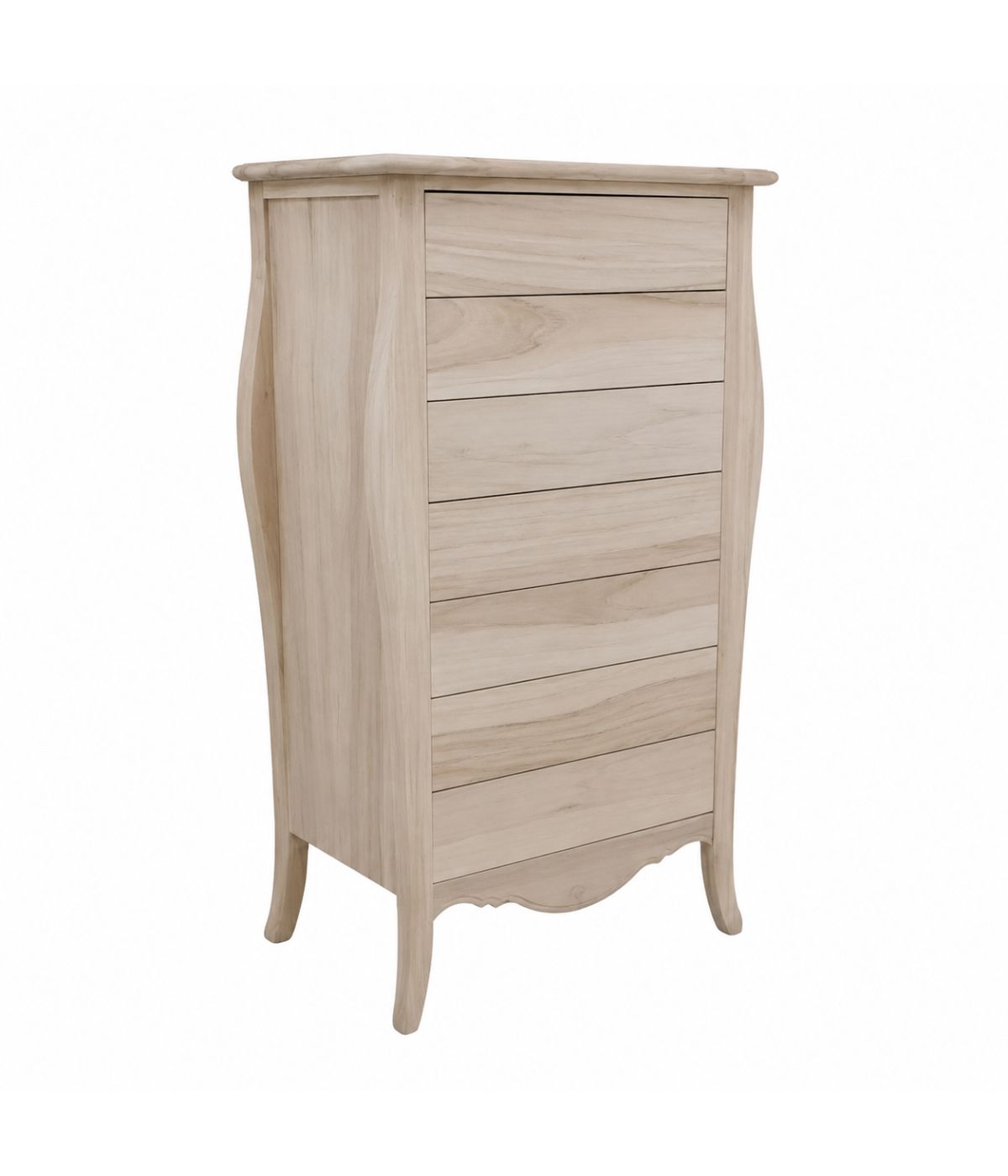 CASSETTIERA 7 CASSETTI IN LEGNO GREZZA L.80 P.48 H.138 (494)