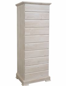 CASSETTIERA 10 CASSETTI IN LEGNO GREZZA L.58 P.41 H.145 (116)