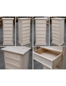 CASSETTIERA IN LEGNO 7 CASSETTI GREZZO L.60 P.47 H.115 (717)