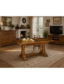 TAVOLO ARTE POVERA ALLUNGABILE RIQUADRATO IN LEGNO L.180 P.85 H.78