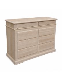 CASSETTIERA CLASSICA IN LEGNO 8 CASSETTI GREZZO L.150 P.53 H.102 (3008)