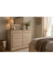 CASSETTIERA CLASSICA IN LEGNO 8 CASSETTI GREZZO L.150 P.53 H.102 (3008)