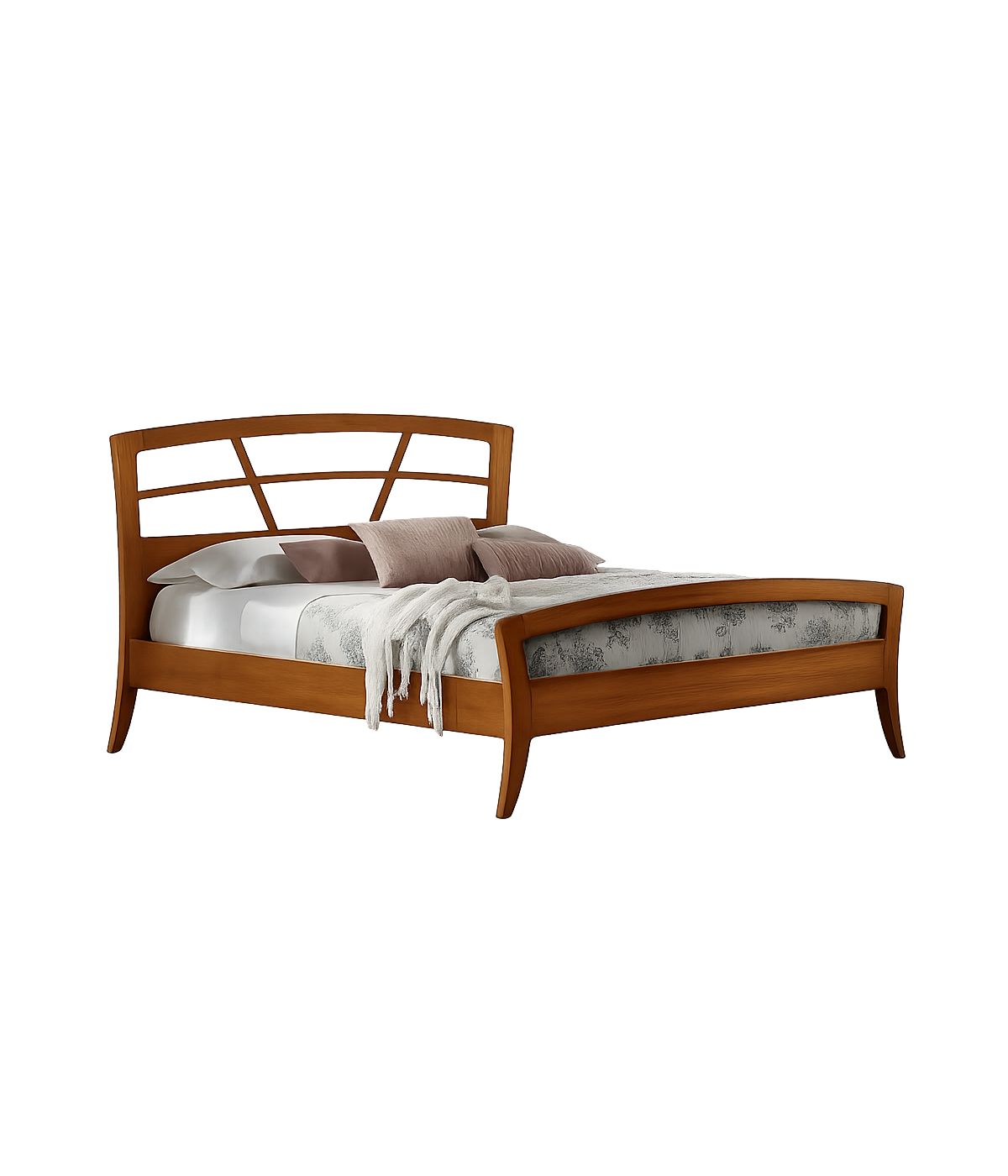 Letto matrimoniale legno traforato noce bassano 184x210x120