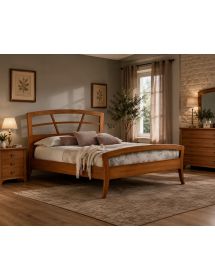 Letto matrimoniale legno traforato noce bassano 184x210x120