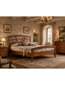 Letto matrimoniale legno traforato noce bassano 184x210x120
