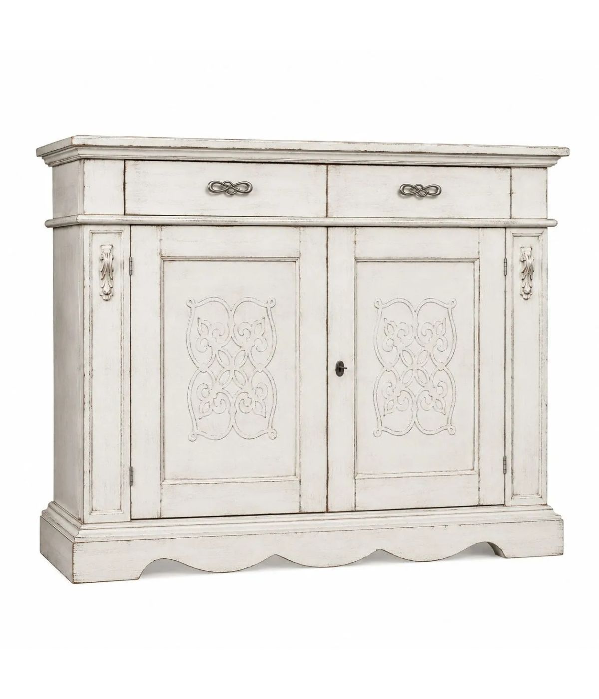 CREDENZA CLASSICA DECORO IN LEGNO 2 PORTE VARI COLORI 170X55X115