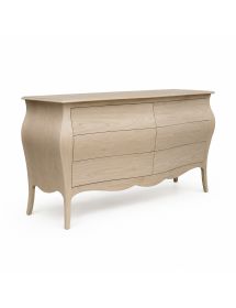CASSETTIERA CLASSICA BOMBATA IN LEGNO 6 CASSETTI GREZZO L.162 P.58 H.85 (3246)