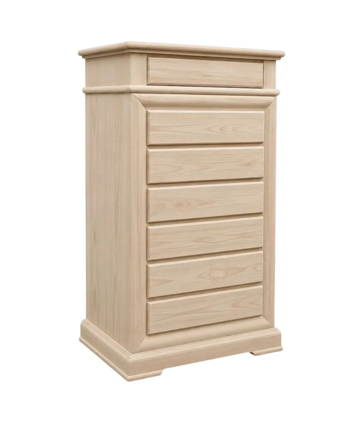 Cassettiera classica 7 cassetti legno grezzo 71x53x117 (3007)