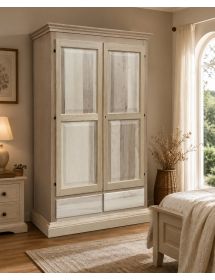 ARMADIO 2 PORTE CAPPELLO DRITTO LEGNO GREZZO 125X61X200